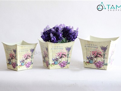 Xô thiếc vuông Vintage không quai 